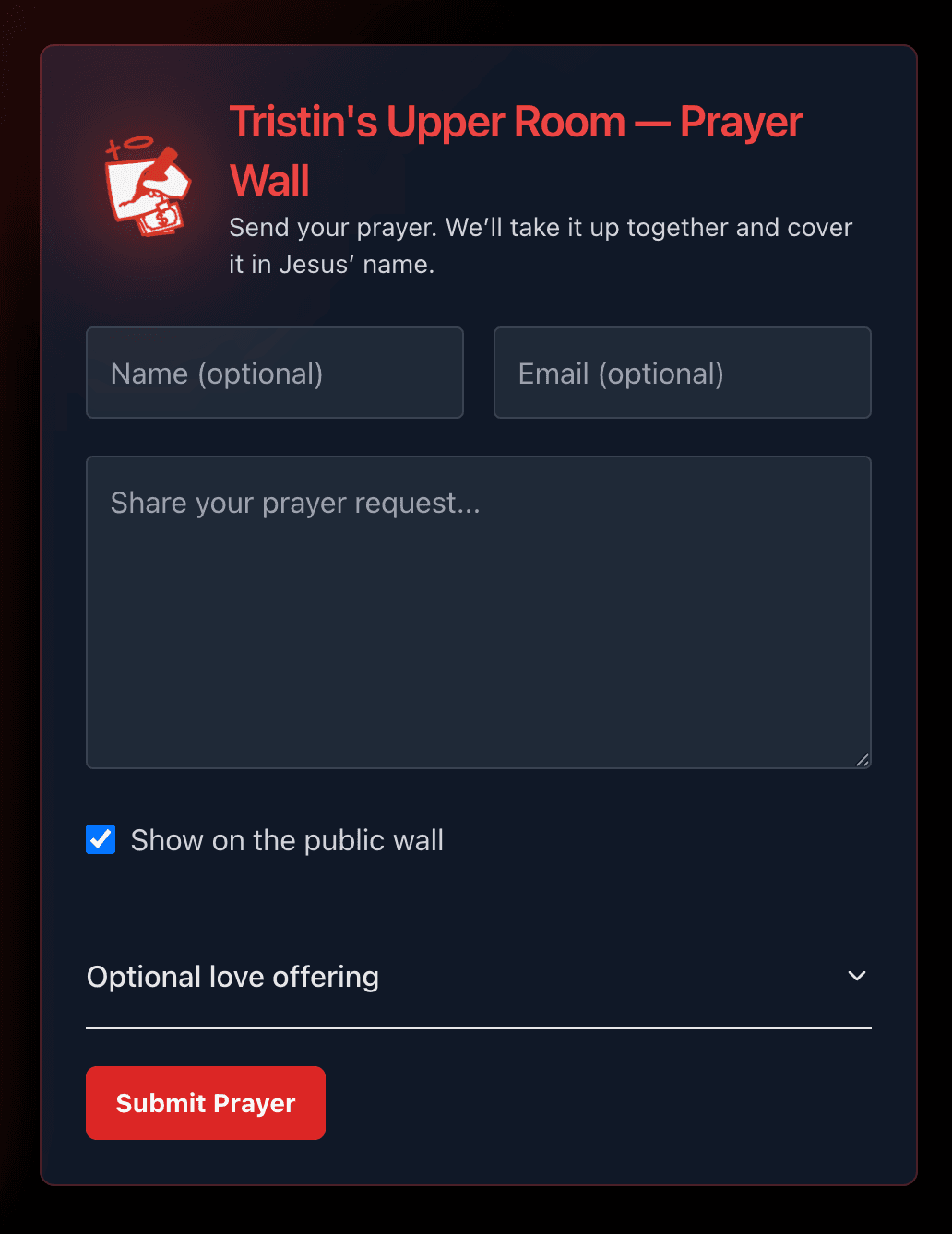 Prayer Wall: Submission Section